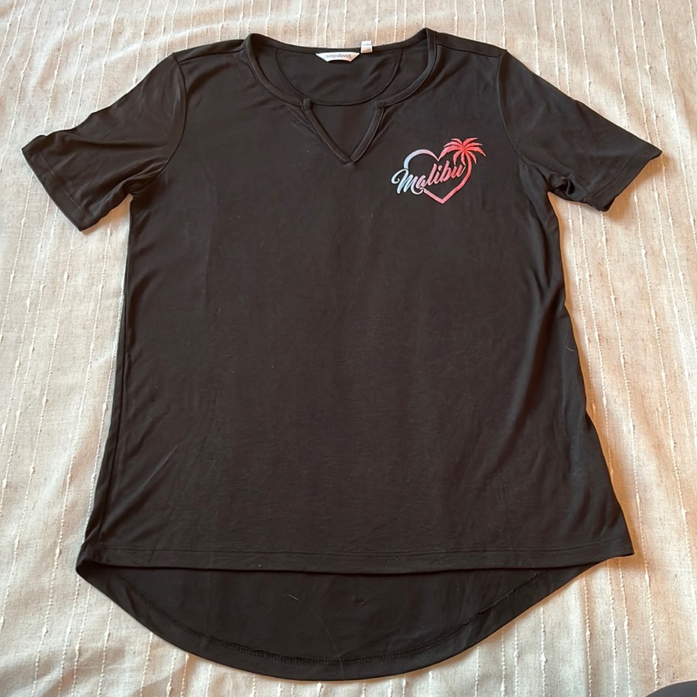 NWOT Black Malibu V-neck Short Sleeve Shirt